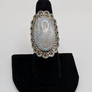 Sterling Silver and Moonstone Statement ring (size 7 1/2)